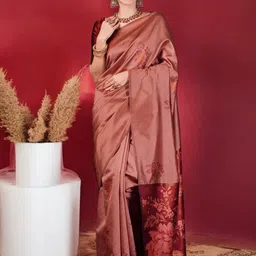 Mitera Woven Design Silk Blend Banarasi Saree-image-75