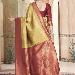 KALINI Woven Design Zari Silk Blend Kanjeevaram Saree image 3