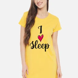 FFLIRTYGO Women Pure Cotton Printed T-shirt Nightdress-image-40