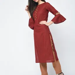 ANIYAH Women Solid Daily Cotton Straight Kurta image 4