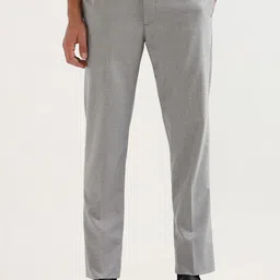 Arrow Men Heathered Slim Fit Mid-Rise Formal Trouser image 3