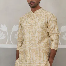 Jompers Floral Woven Design Mandarin Collar Kurta-picture-31