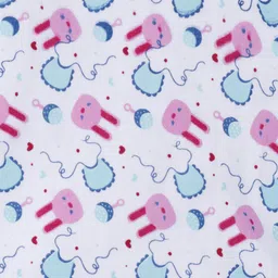 Babyhug Half Sleeves Organic Cotton Onesie Allover Print - Pink image 3