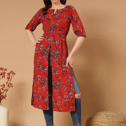 BAESD Floral Print Crepe Longline Top-image-17