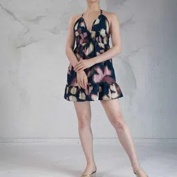 4WRD by Dressberry Women Abstract Printed Smocked Fit & Flare Mini Dress-picture-16