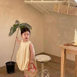 StyleCast x Revolte Girls Solid Round Neck Gathered or Pleated Cotton A-Line Dress-picture-14
