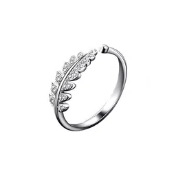 Inites Adjustable Silver Feather Leaf Finger Ring-picture-17