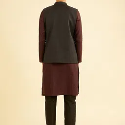 Manyavar Men Self Design Mandarin Collar Nehru Jacket image 5