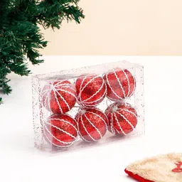 Archies 6Pcs White & Red Christmas Decor Balls-picture-10