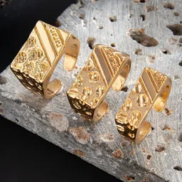 StyleCast x Revolte Men Set Of 3 Gold-Plated Finger Ring image 4