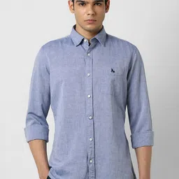 Van Heusen Sport Men Spread Collar Solid Cotton Casual Shirt-picture-1