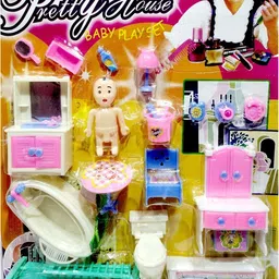 ananya creations Pretty Home Baby Play Doll Sets with Small House 20 Accessories, 2 Sisters Doll image 4