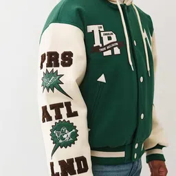 True Religion Graphic Embroidered Hooded Varsity Jacket image 4