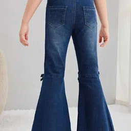 I NAINA DRESSES Girls Bootcut Pleated Mid-Rise Light Fade Stretchable Jeans image 3