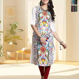 HERE&NOW Women Pack Of 3 Ethnic Motifs Print Crepe Kurta-picture-12