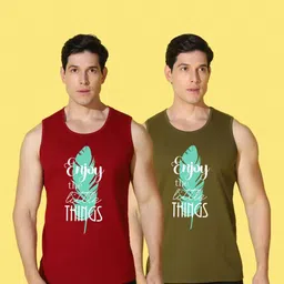 WOOSTRO Men Pack of 2 Typography Printed Round Neck Slim Fit Printed T-shirts image 4