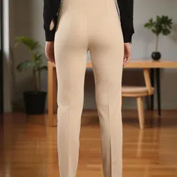 DressBerry Women Relaxed Straight Leg Straight Fit High-Rise Wrinkle Free Trousers image 2