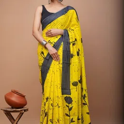 Moda Rapido Floral Pure Cotton Handloom Ikat Saree-image-63