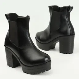 eluxe paris Stylish Women High Heel Ankle Chelsea Boots with Side Zipper For Womens & Girls Boots For Women image 3