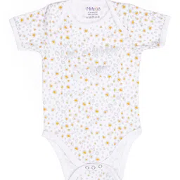 Mi Arcus Baby Girl Cotton Short Sleeves Kitty Face Print Onesie Pack of 2 White image 5