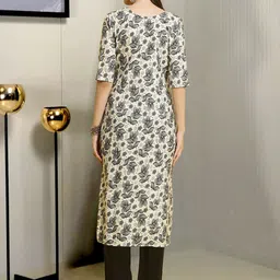 Moda Rapido Women Floral Printed Regular Kurta with Trousers image 4