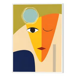 nestroots Cream-Coloured & Blue 1 Piece Canvas Abstract Wall Paintings image 5