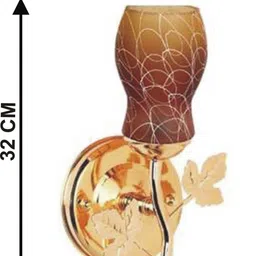 1ST TIME Brown & Gold-Toned Printed Metal Traditional Frustum Shaped Wall Lamp image 4