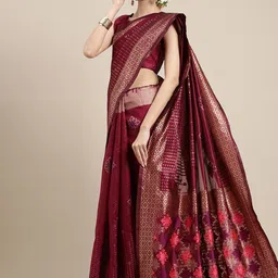 Anouk Rustic Woven Design Zari Silk Blend Banarasi Saree image 4