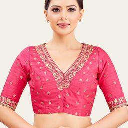 Studio Shringaar Embroidered V-Neck Saree Blouse-picture-13