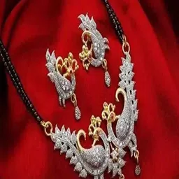 JSD Silver-Plated Artificial Stones Studded And Beaded Mangalsutra-picture-16