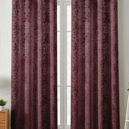 Galaxy Home Decor Maroon 2 Pieces Abstract Printed Velvet Door Curtain-image-10