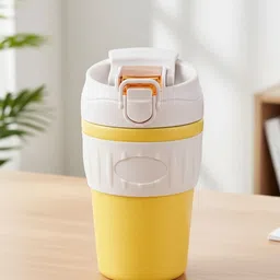 TASKHOUSE Yellow & White Solid Stainless Steel Glossy Tumbler-picture-27