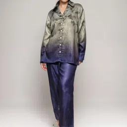 Toscee Ombre Printed Shirt Collar Shirt with Trousers-picture-28