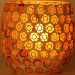 Somil Vibrant Multicolor Glass Candle Holder Add A Touch Of Magic To Diwali, Parties & Candlelight Dinners, Size-8.5 X 8.5 X 9 Cm , 8.5 X 8.5 X 7 Cm Pack OF 2 image 2