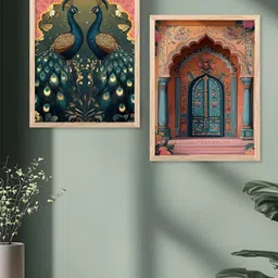 Kotart Green & Pink 2 Piece Traditional Birds and Animals Wooden Wall Art-image-61