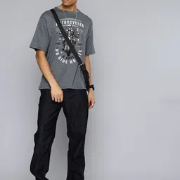 r.code by the roadster life co. R.Code by The Roadster Lifestyle Co. Men Graphic Printed Cotton Relaxed Fit T-shirt image 5