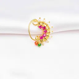 Zeraki Jewels Women Gold-Plated Pearls Ring Nosepin-picture-19