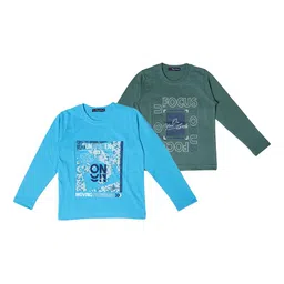 NeuVin Kids Pack of 2 Typography Printed Round Neck T-shirts-picture-48