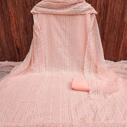 Peachmode Embroidered Silk Georgette Unstitched Dress Material image 2