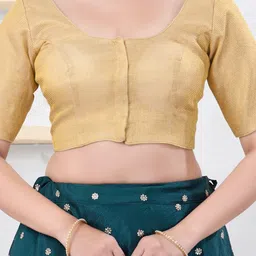 VAMAS - THE DESIGNER BLOUSES Woven design Round Neck Padded Saree Blouse image 2