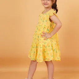Creative Kids Floral Print Flutter Sleeve Drop-Waist Dress image 2