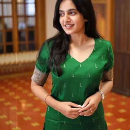 TURITY Women Ethnic Motifs Regular Chanderi Cotton Kurta with Trousers & With Dupatta image 2