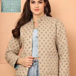 SOUNDARYA Women Floral Reversible Quilted Jacket-picture-36