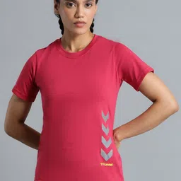 hummel Women Solid Round Neck Cotton T-shirt-image-17