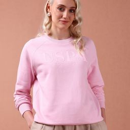 U.S. Polo Assn. Women Typography Printed Round Neck Cotton Pullover Sweatshirt-picture-1
