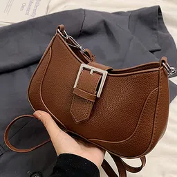 LULU & SKY Women Solid Structured Buckle Detail Shoulder Bag-picture-19