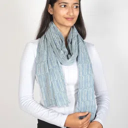 Contrast Living Printed Pure Cotton Scarf-image-9