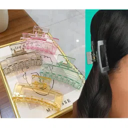 GOWRI TEX Women Set of 6 Chrome Finished Transparent Clutchers image 3