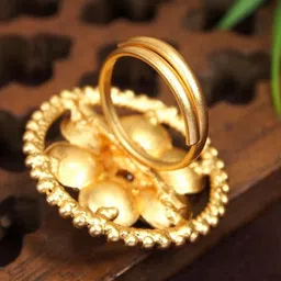 SGA FASHION Gold Plated American Diamond Studded Adjustable Finger Ring image 2