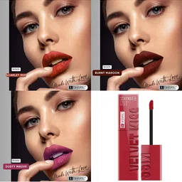 krayons Set Of 3 Velvet Kiss Non Transfer Liquid Lipstick - 3.5 ml - Shades: 01-02-04 image 3